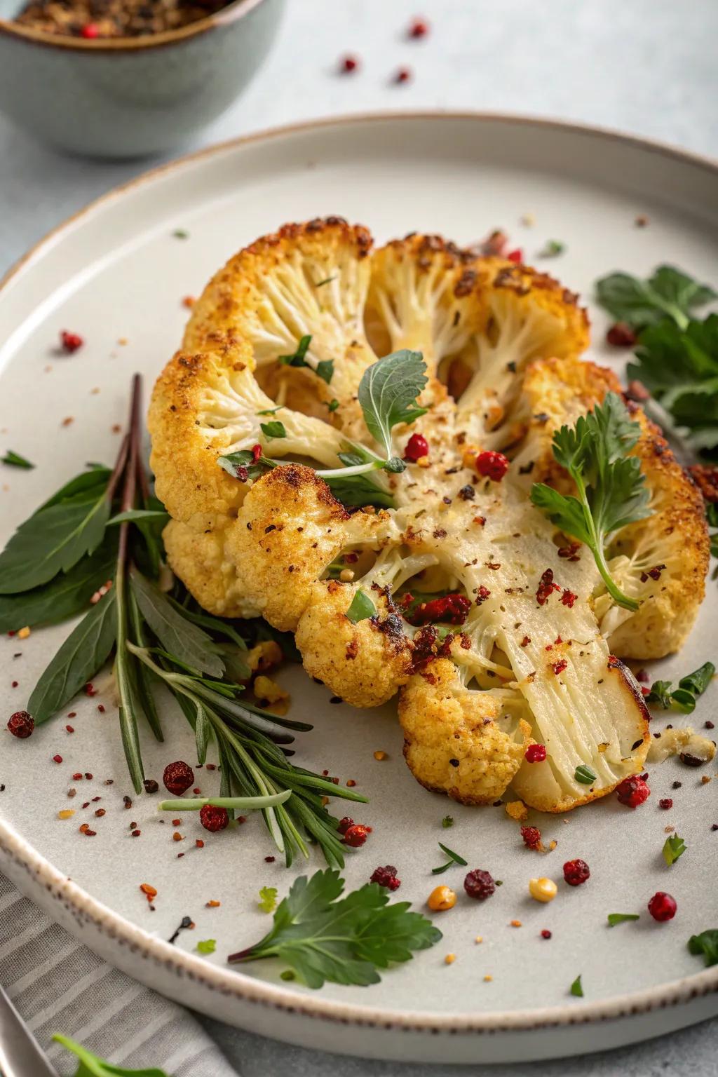 Cauliflower cutlet: A hearty and flavorful vegetarian selection.