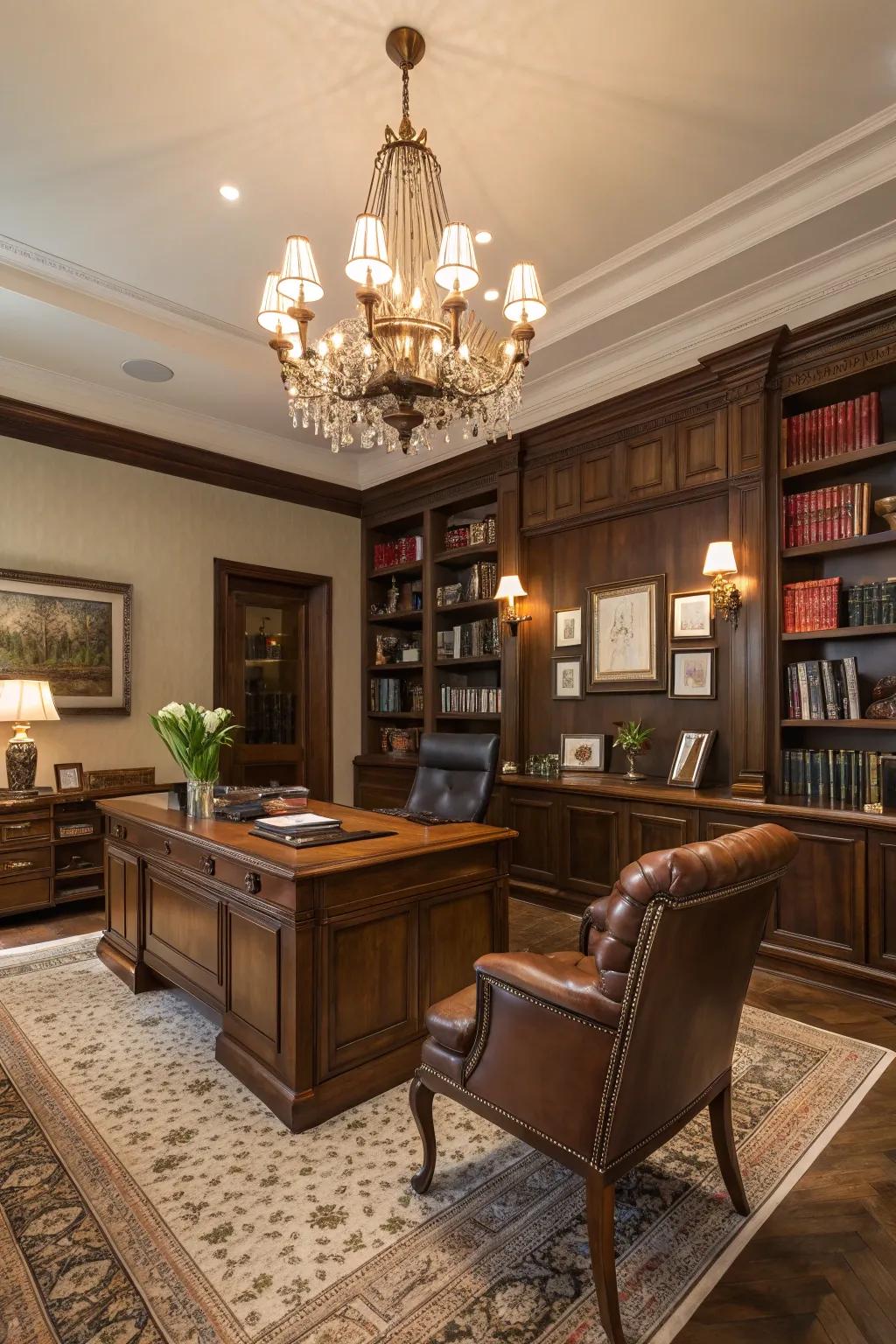 Centerpieces add a touch of elegance and class to office lighting.