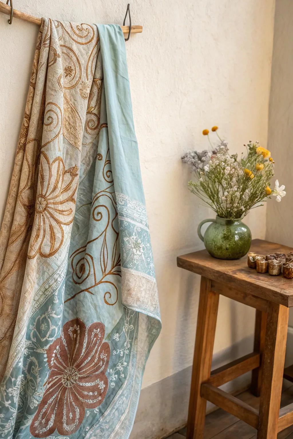 Unearth the domain of textile batik with adhesive for a hint of bohemian sophistication.