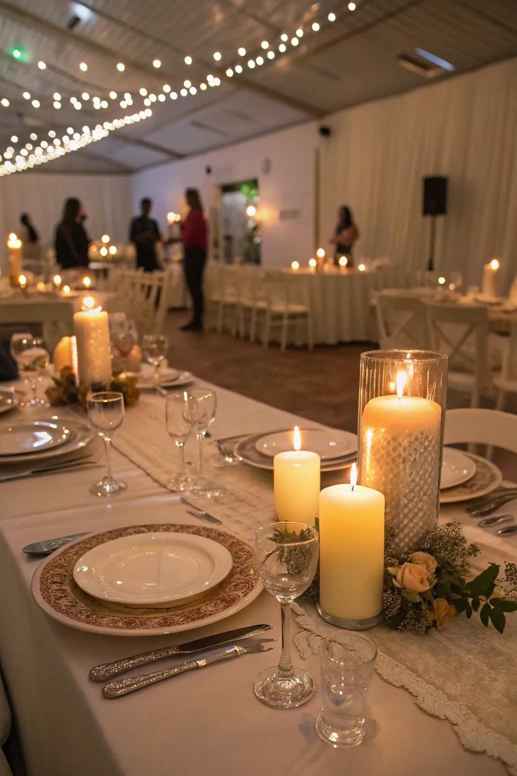 Create a soft glow with simulated candles.