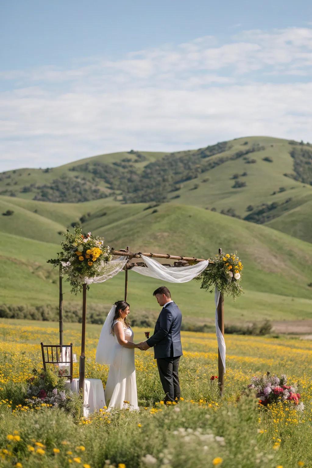 Undulating hills provide a breathtaking backdrop for the ceremony.