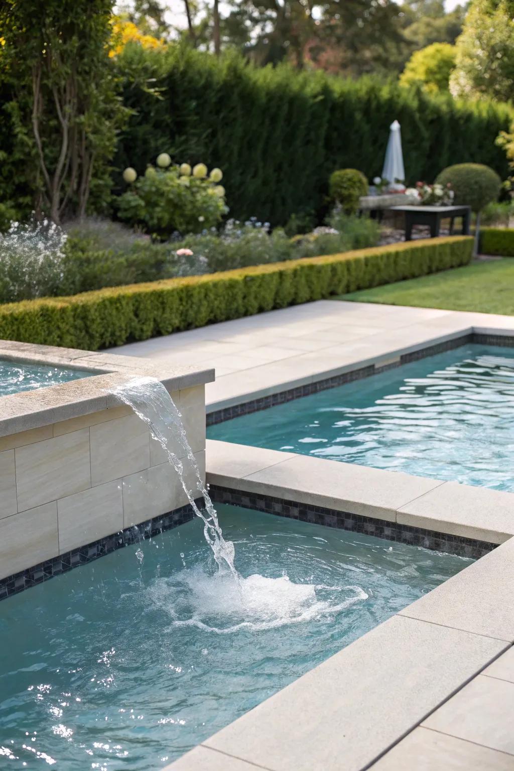 Water features in coping designs present a luxurious aesthetic.