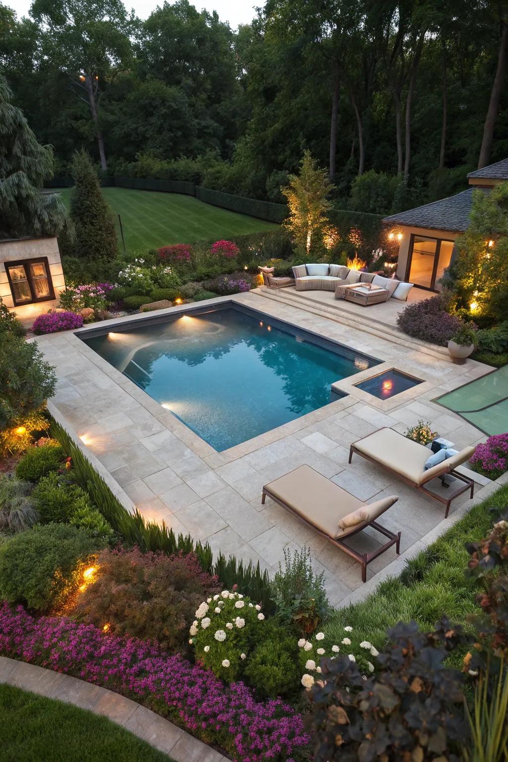 Distinctive pool shapes offer a personalized and standout design.