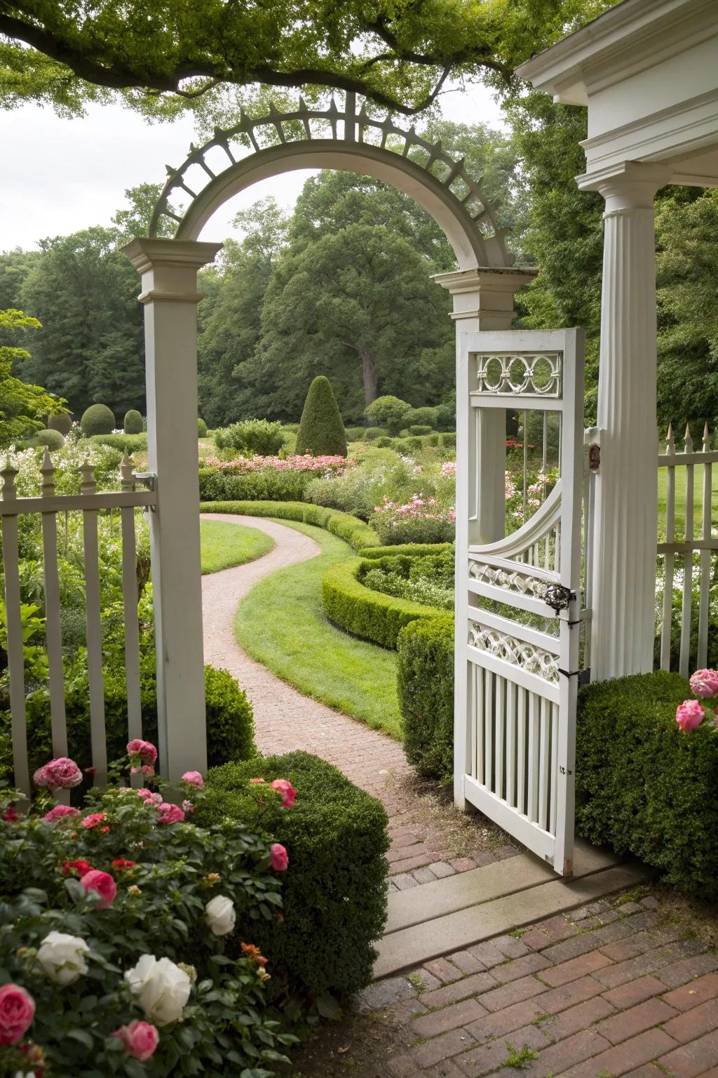 Curved crests introduce sophistication and elegance to porch entrances.