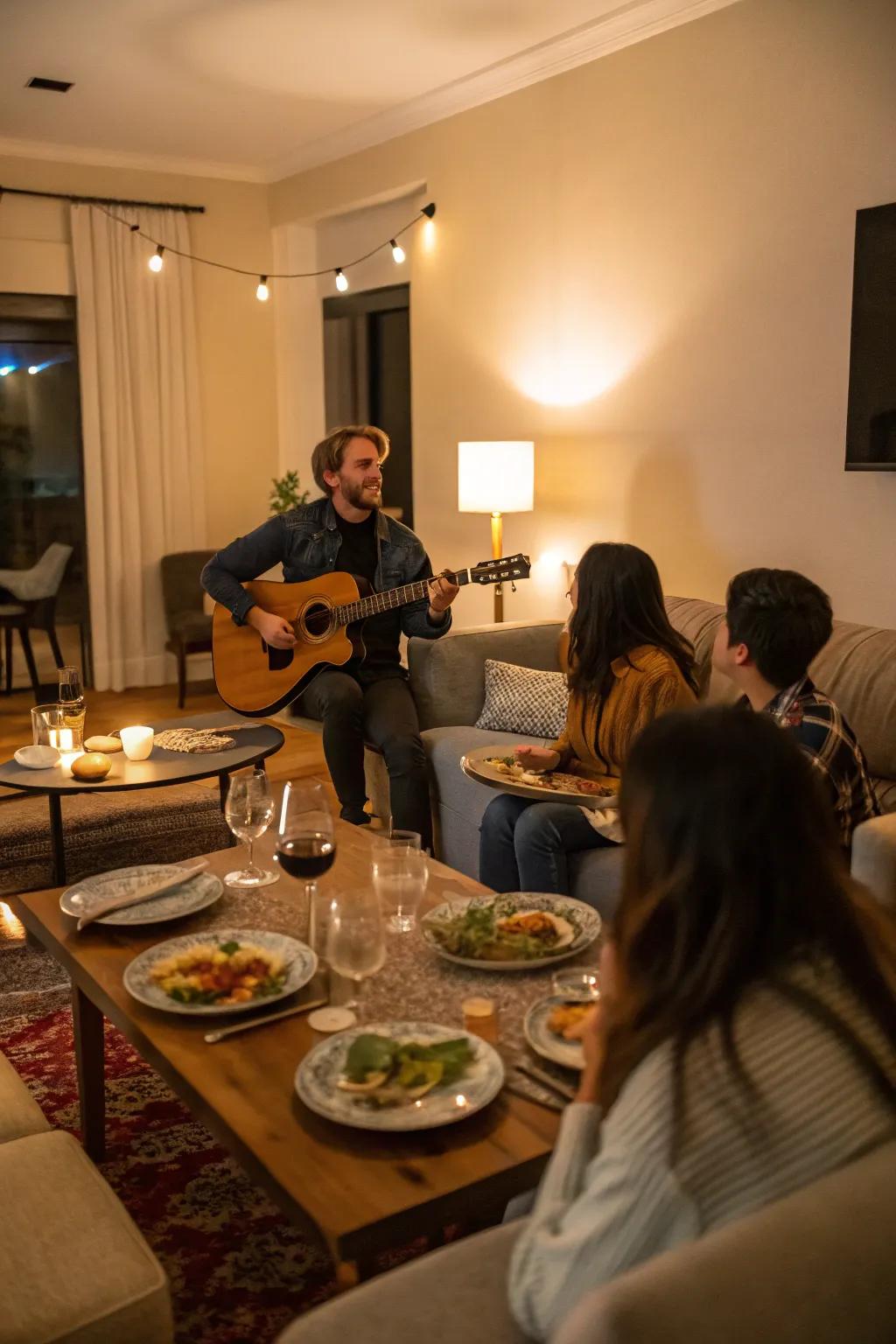 Live musical artistry cultivates an enchanting atmosphere.