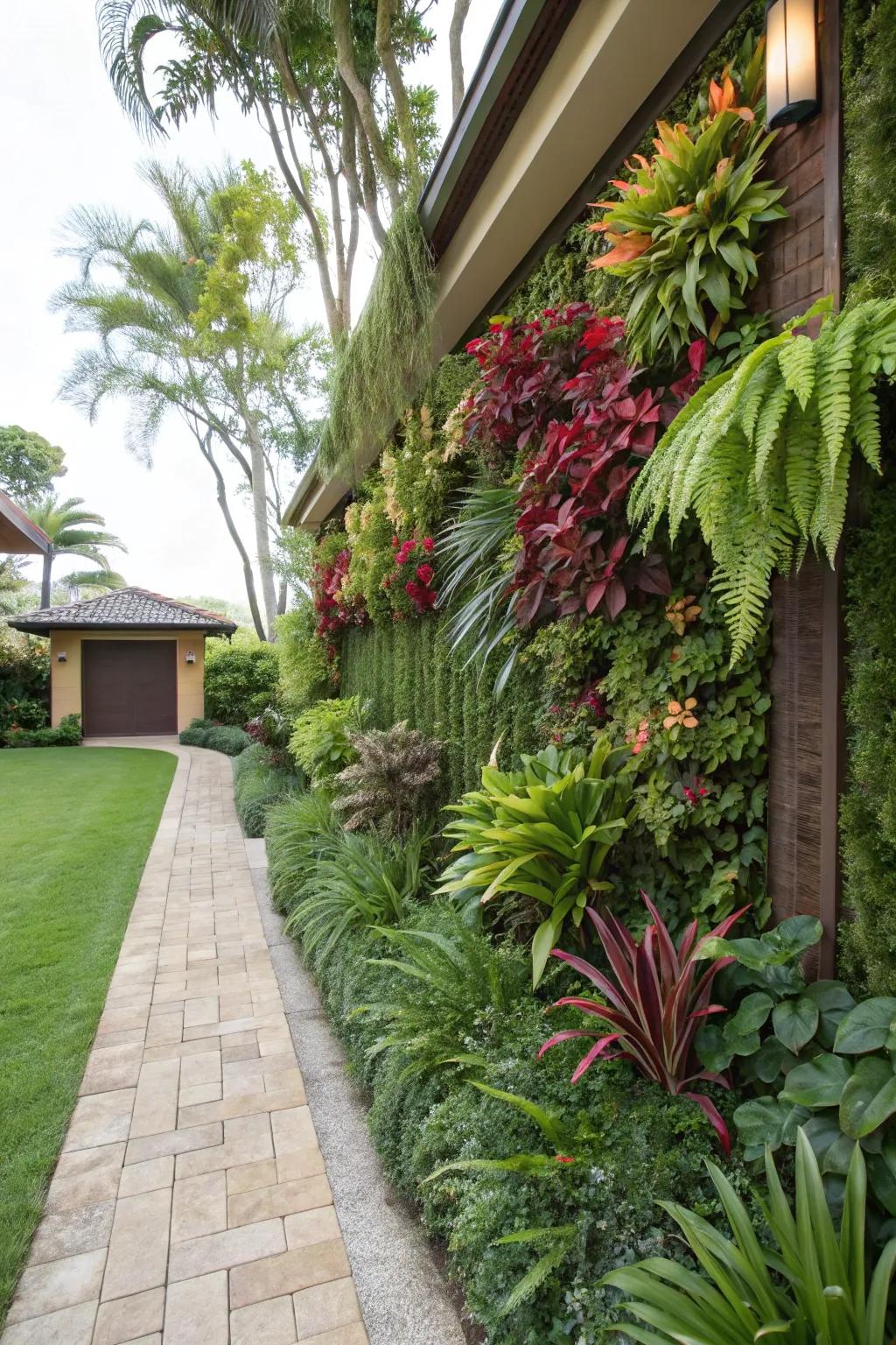 A living wall provides a stunning and useful property divider.