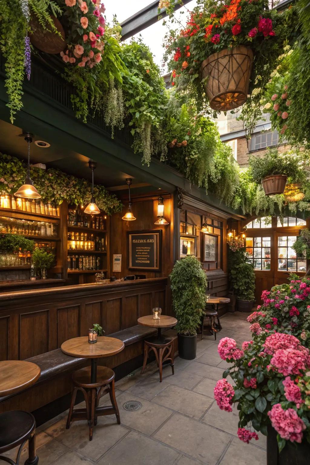 Floral and plant features introduce freshness and vibrancy to your pub.