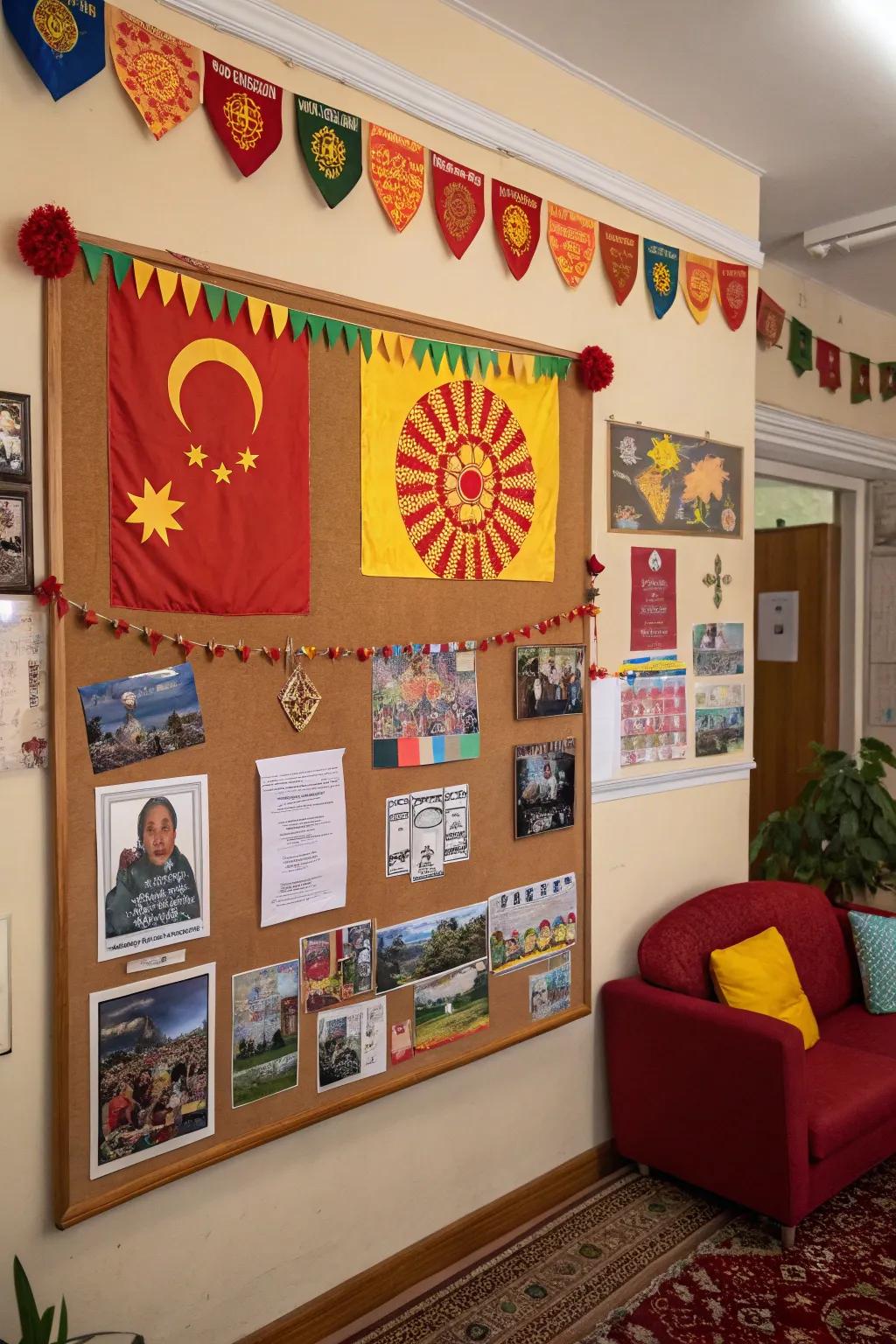A board honoring cultural diversity through striking symbols.