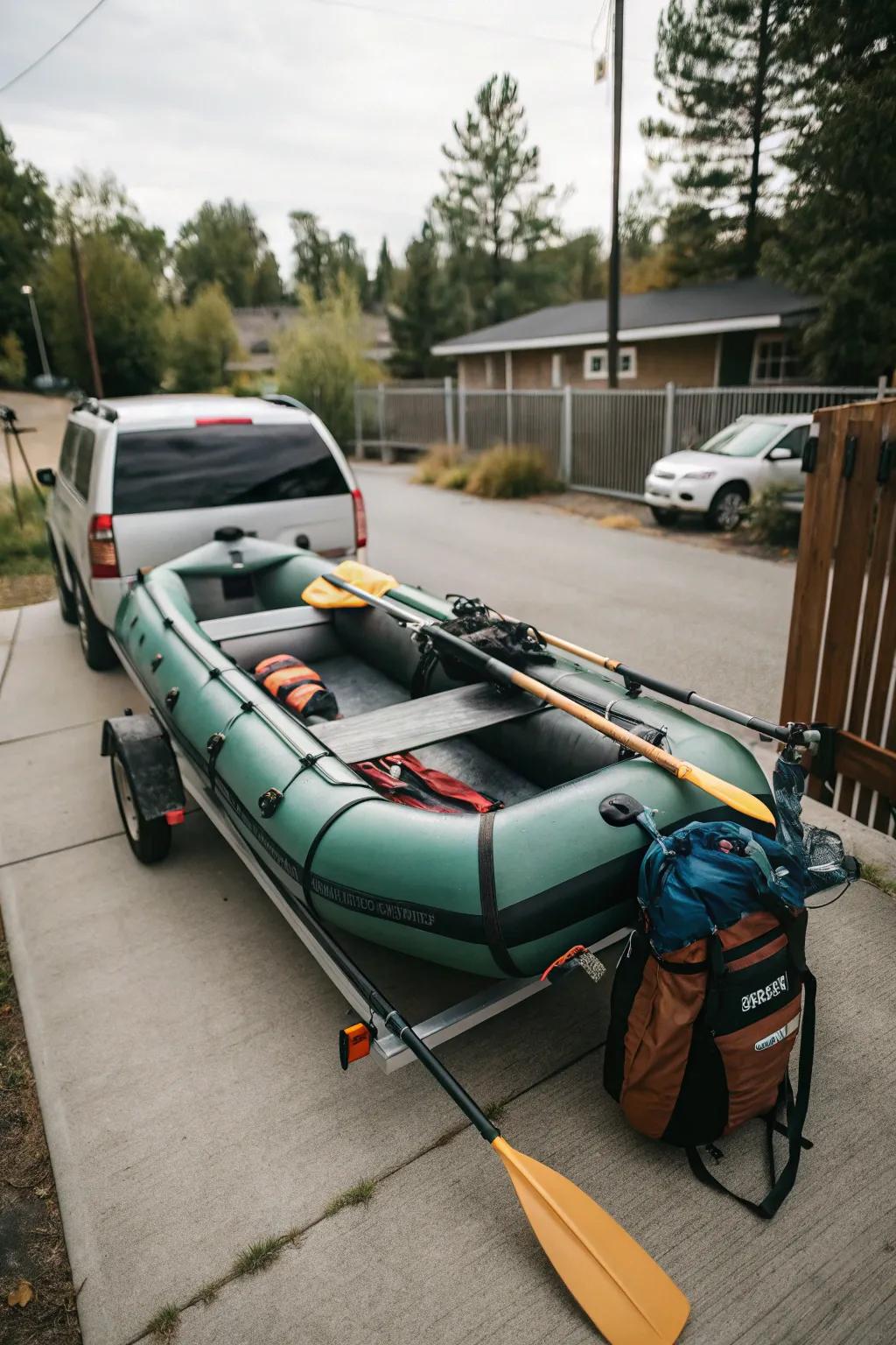 Trailer-based storage ensures your watercraft is adventure-ready.