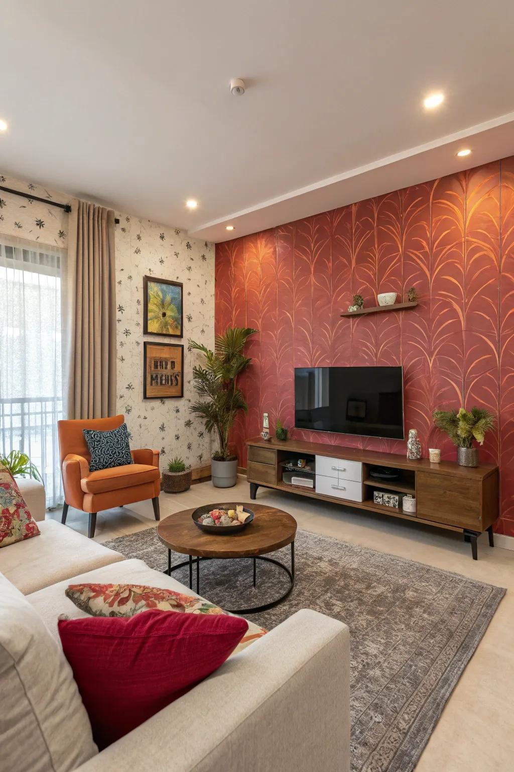 Feature walls serve as captivating focal points.