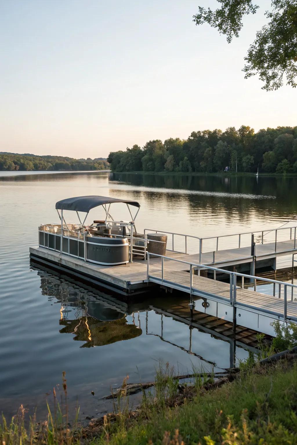 A floating dock that adapts seamlessly to varying water levels.