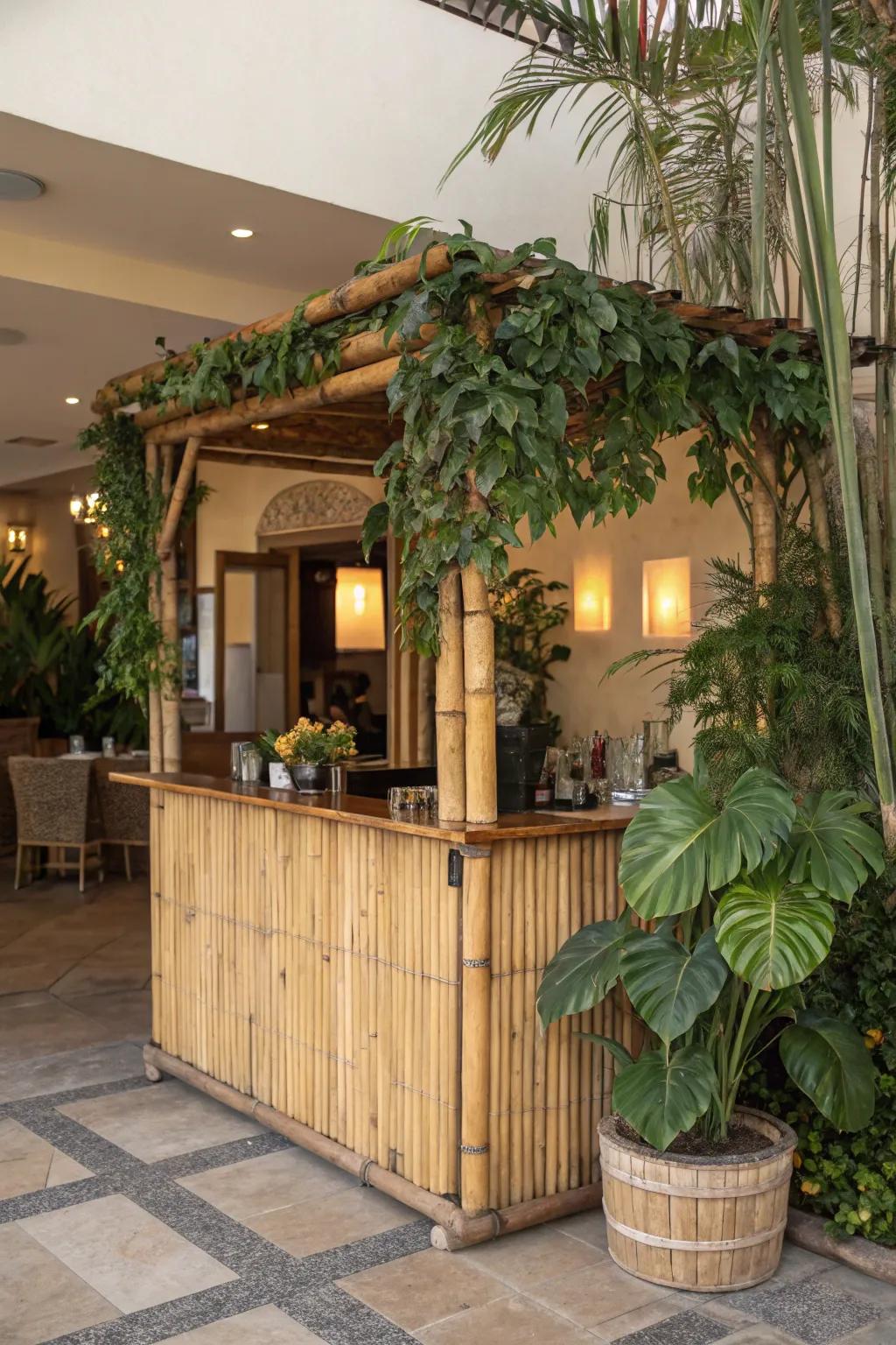 Eco-conscious materials cultivate a sustainable and captivating reception desk.