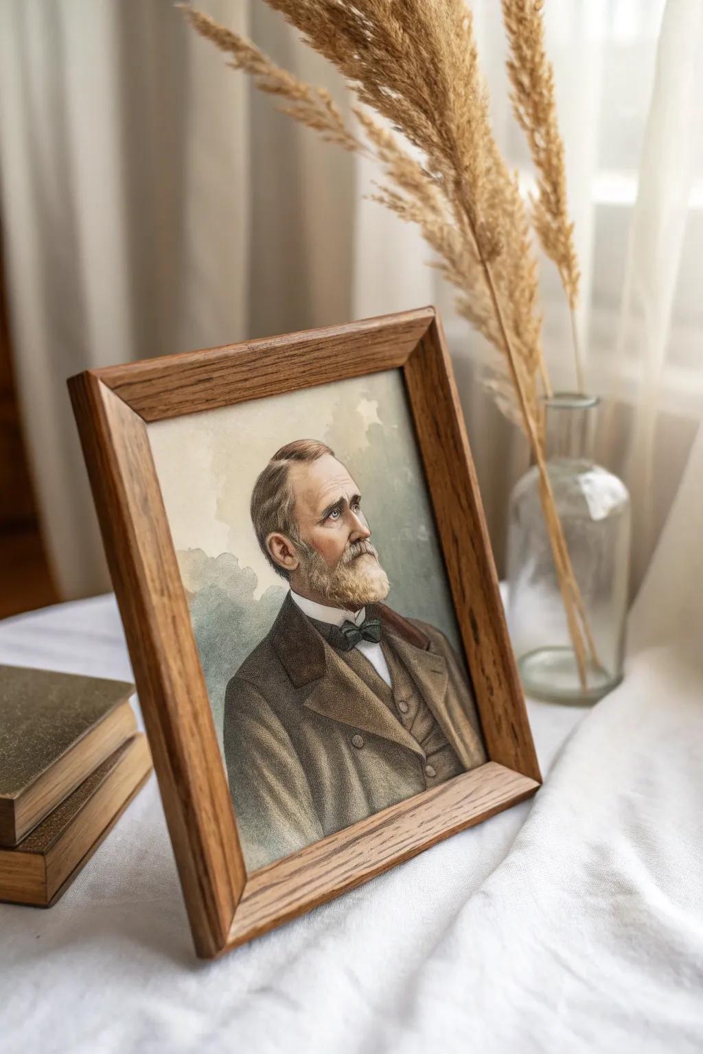 Embrace nostalgia utilizing a beautifully crafted times past inspired reversed glass portrait.