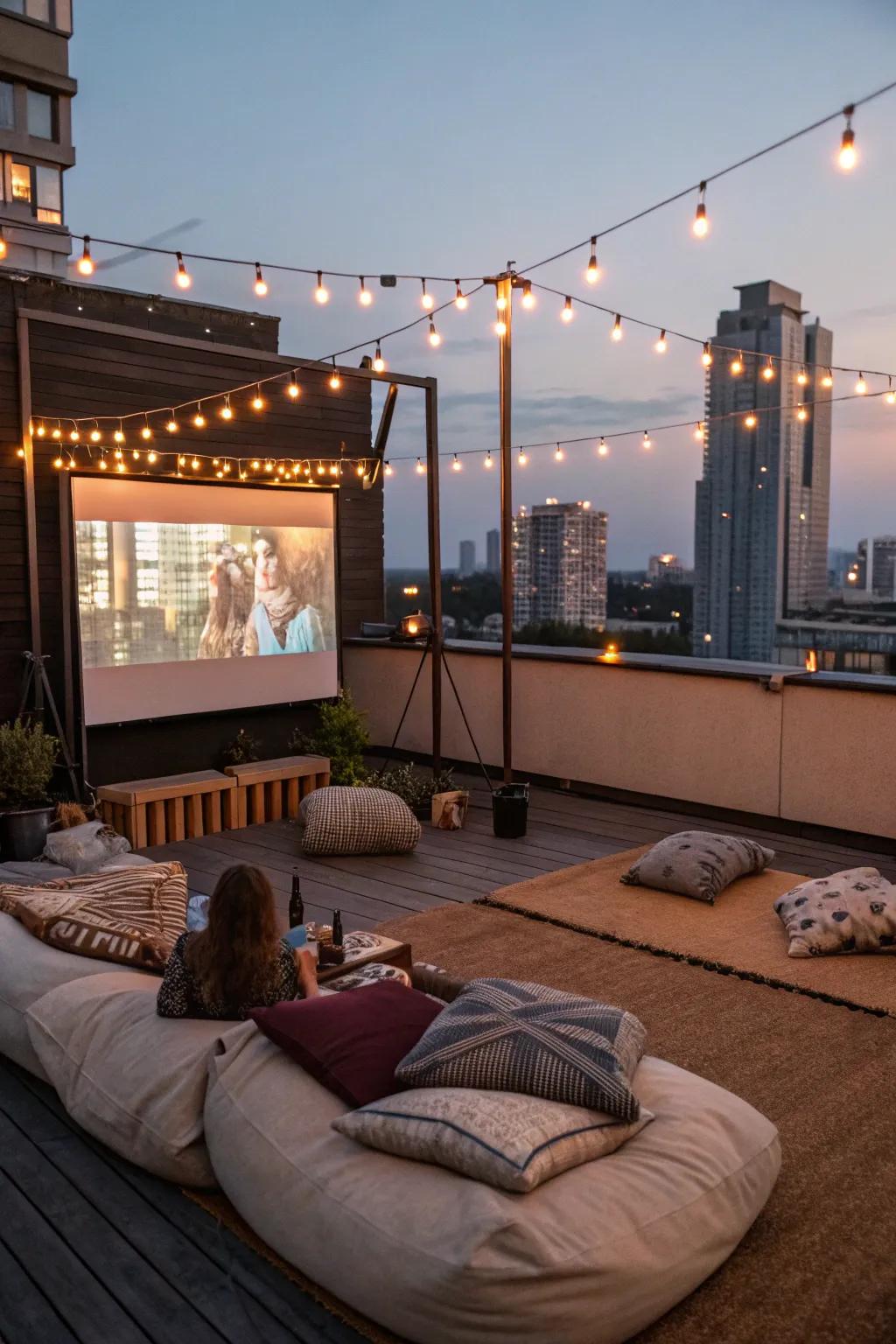 Host unforgettable movie nights using a rooftop cinema.