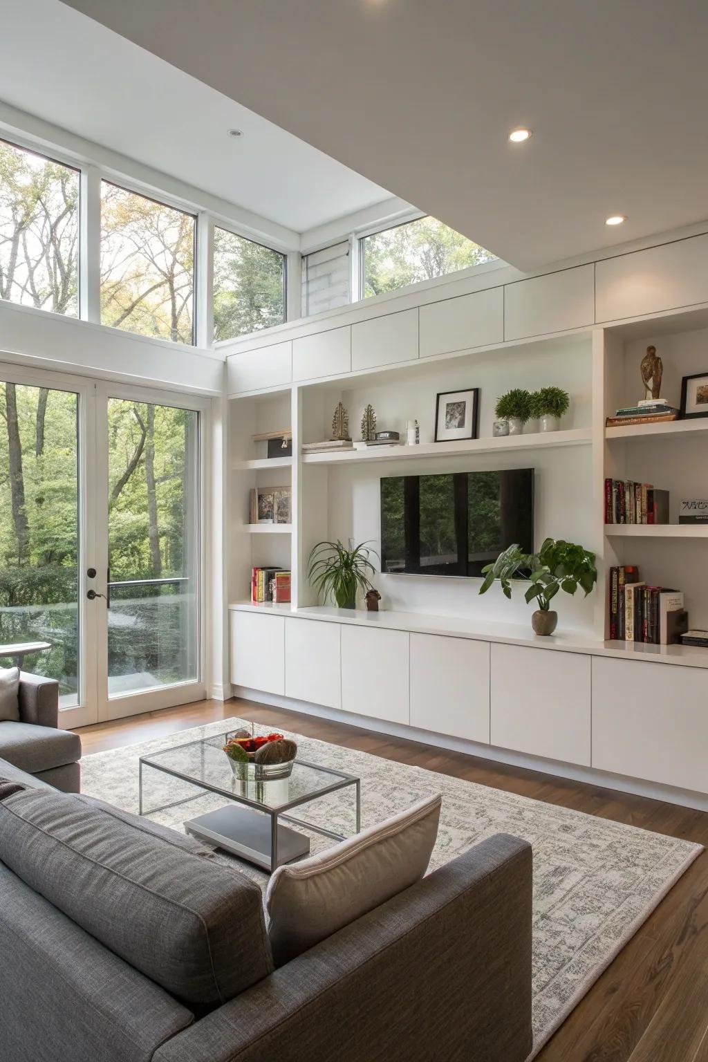 A bespoke partition wall tailored to seamlessly integrate into a contemporary lounge.