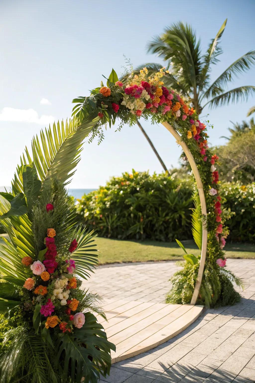 A tropical-themed entrance, introducing the warmth and hue of the tropics to any event.