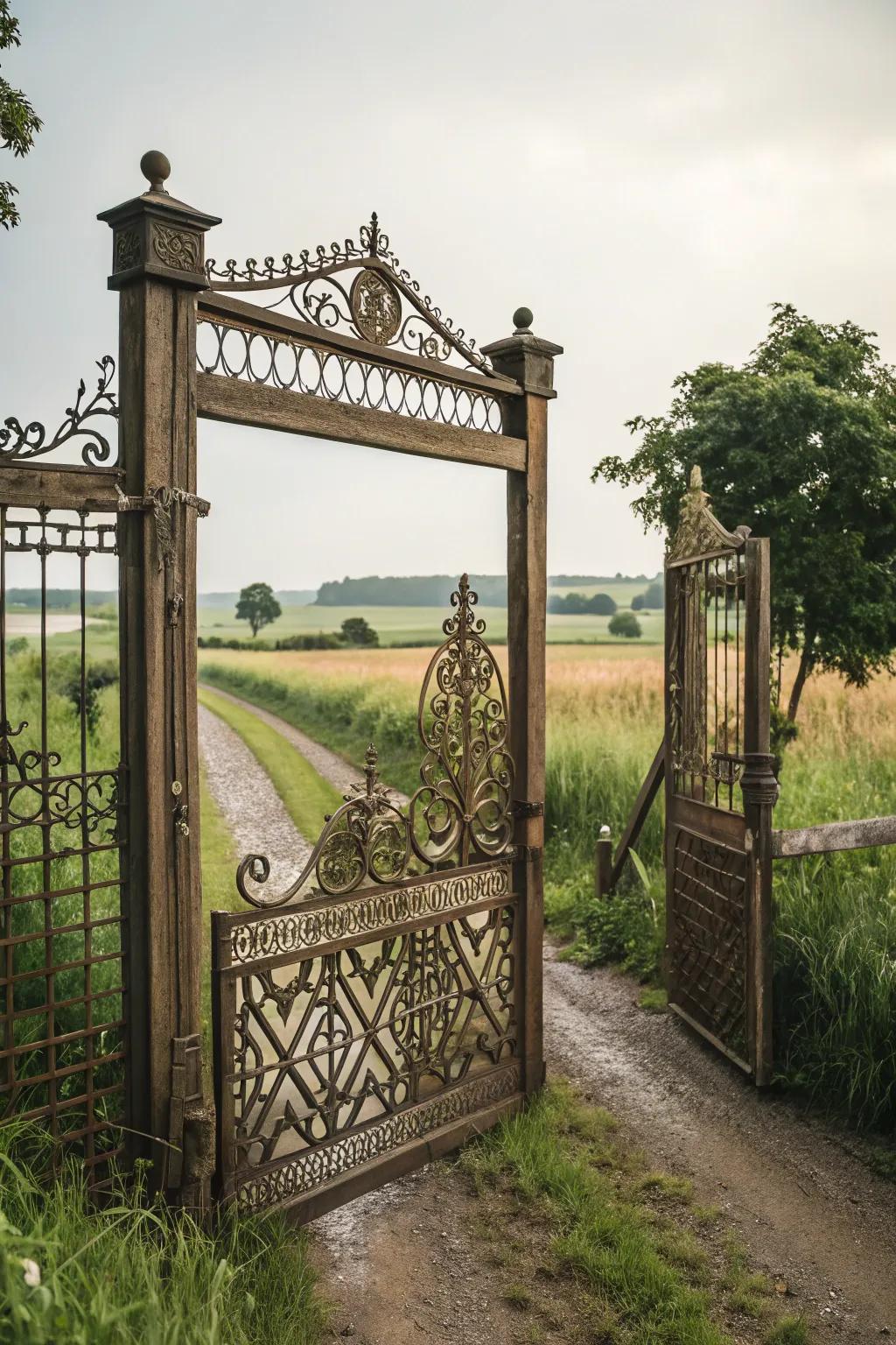 A rural portal with exquisite latticework details.