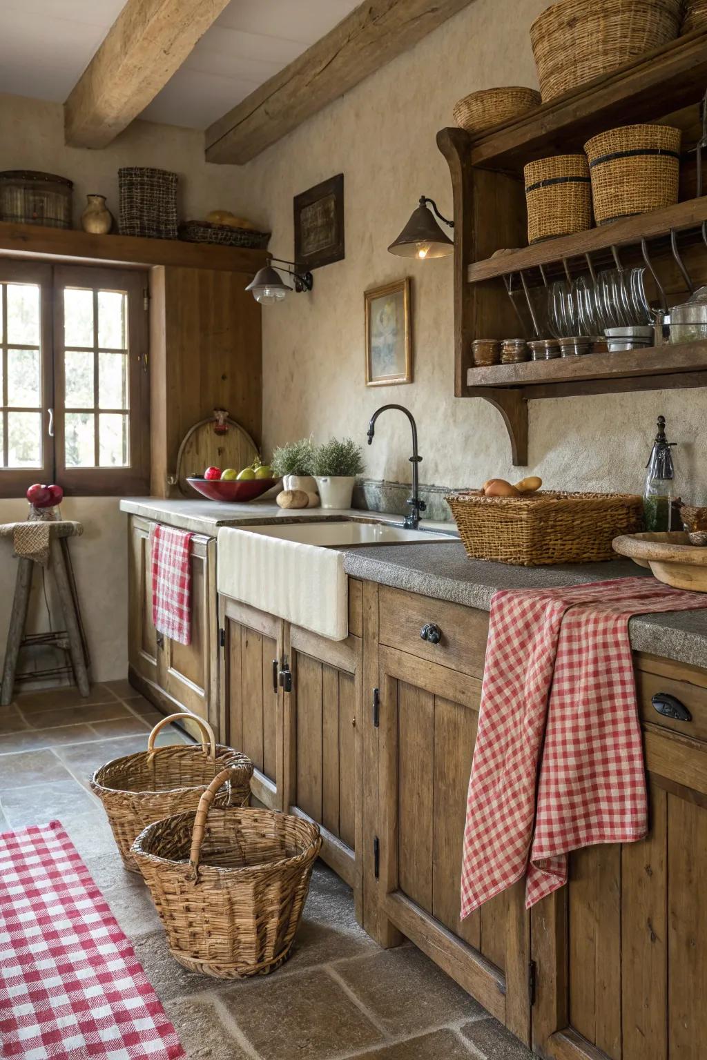 A blend of textural elements enhances the kitchen's overall plan.