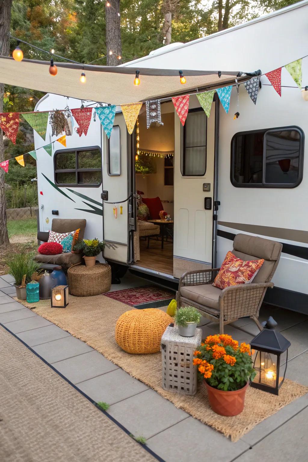 Themed decor adds personality and charm to your RV patio.
