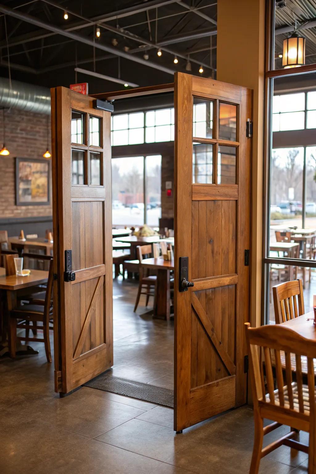 Subtle separation is achieved with half-height saloon doors.