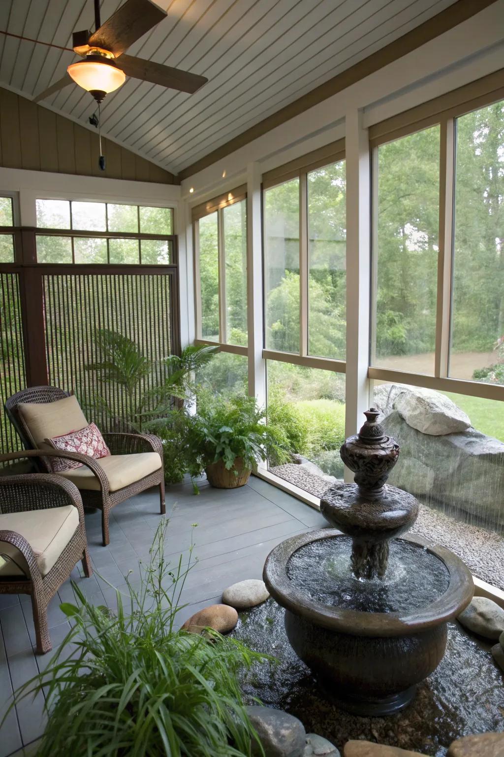 A Zen-inspired porch delivers tranquility and peace.