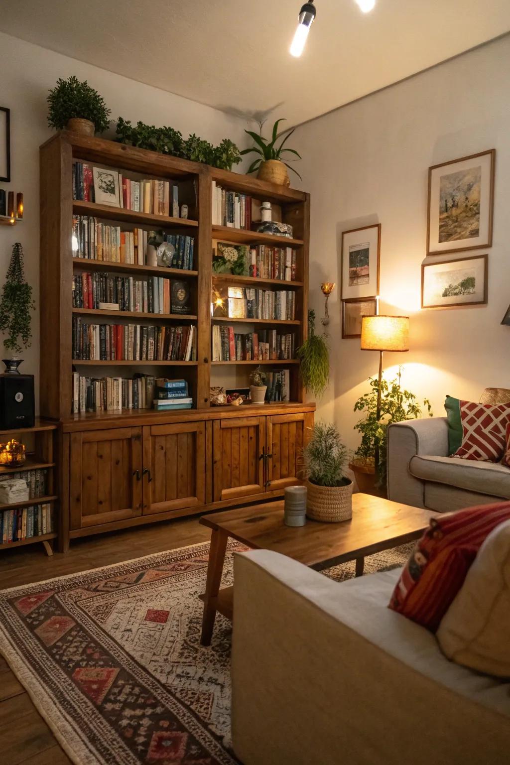 Literature racks inject character and a snug, lived-in sensation.