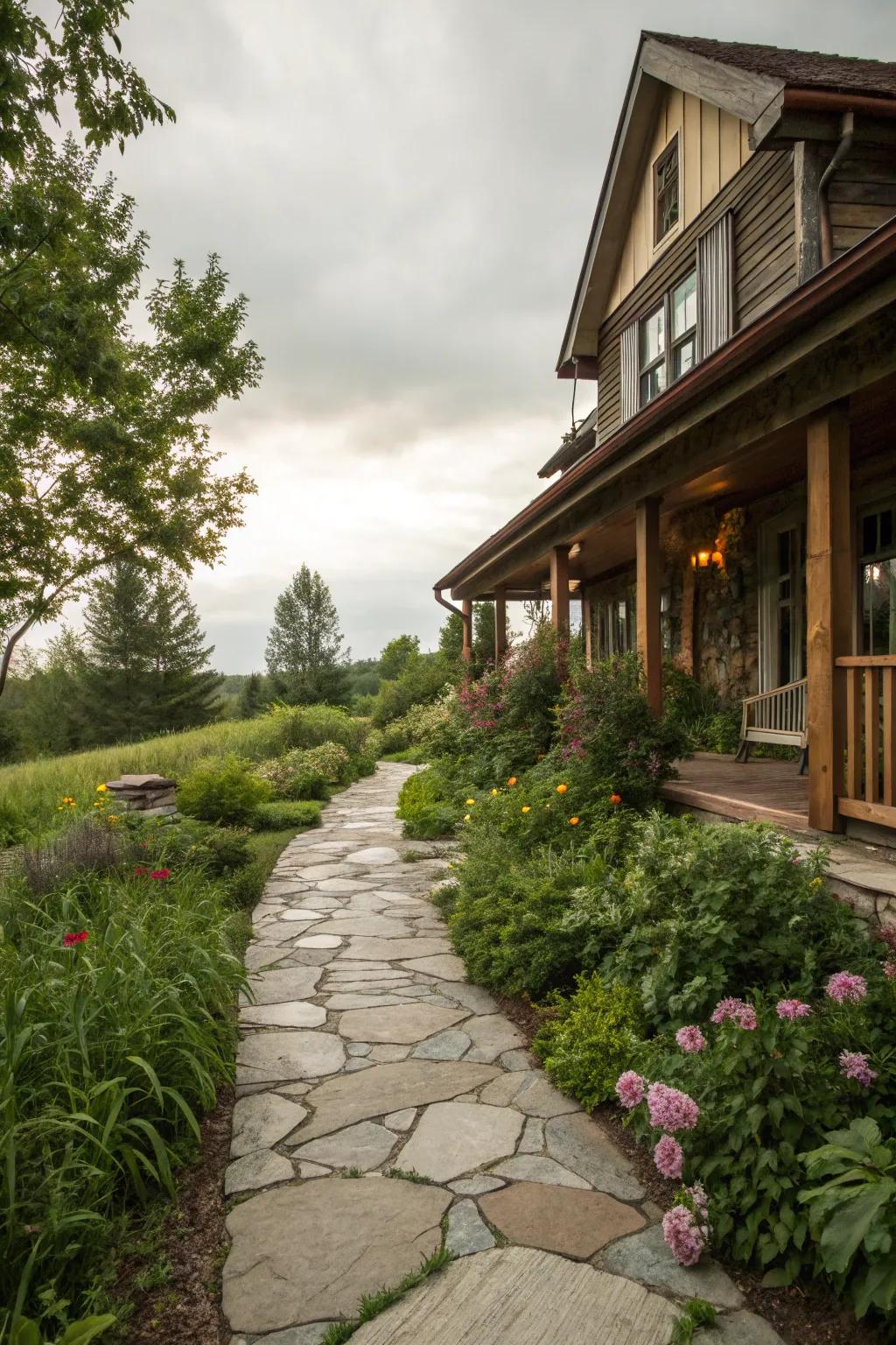 Stone pathways offer resilience and countryside beauty.