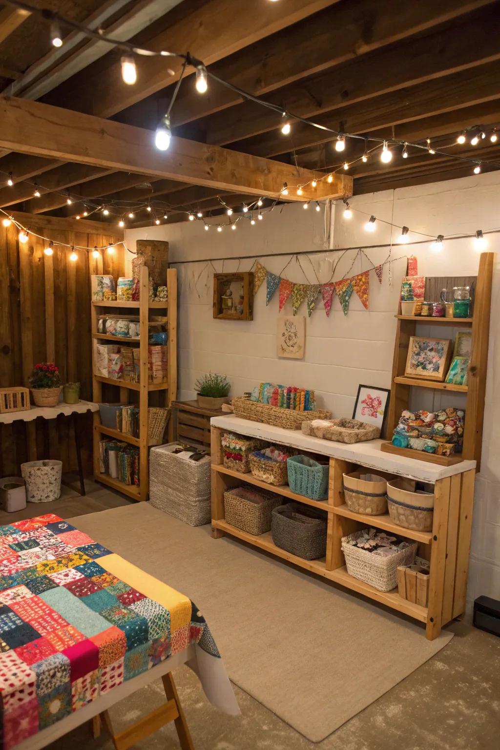 Homemade elements contribute a personal touch to your basement.