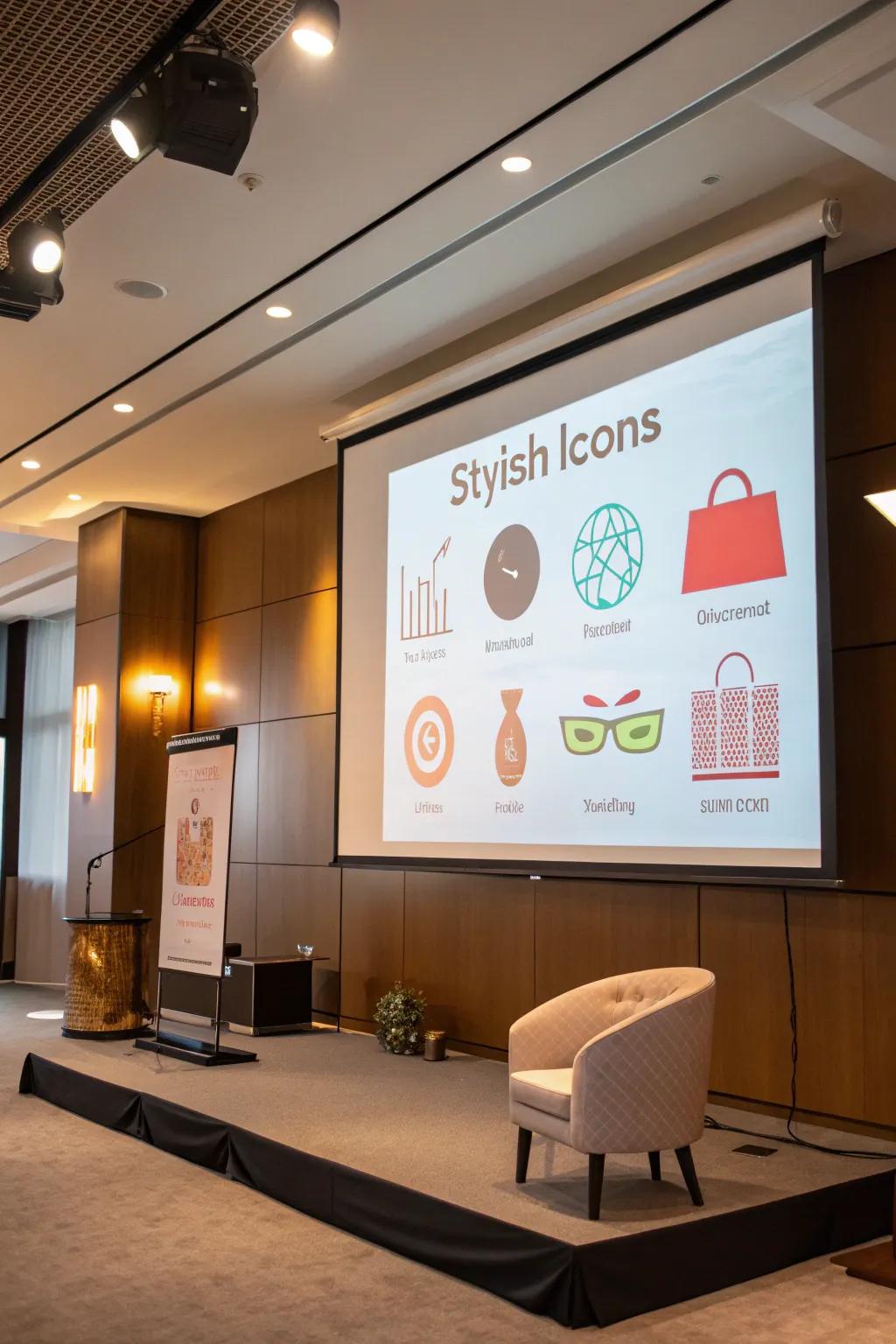 Slides enhanced with fashionable and succinct symbols.