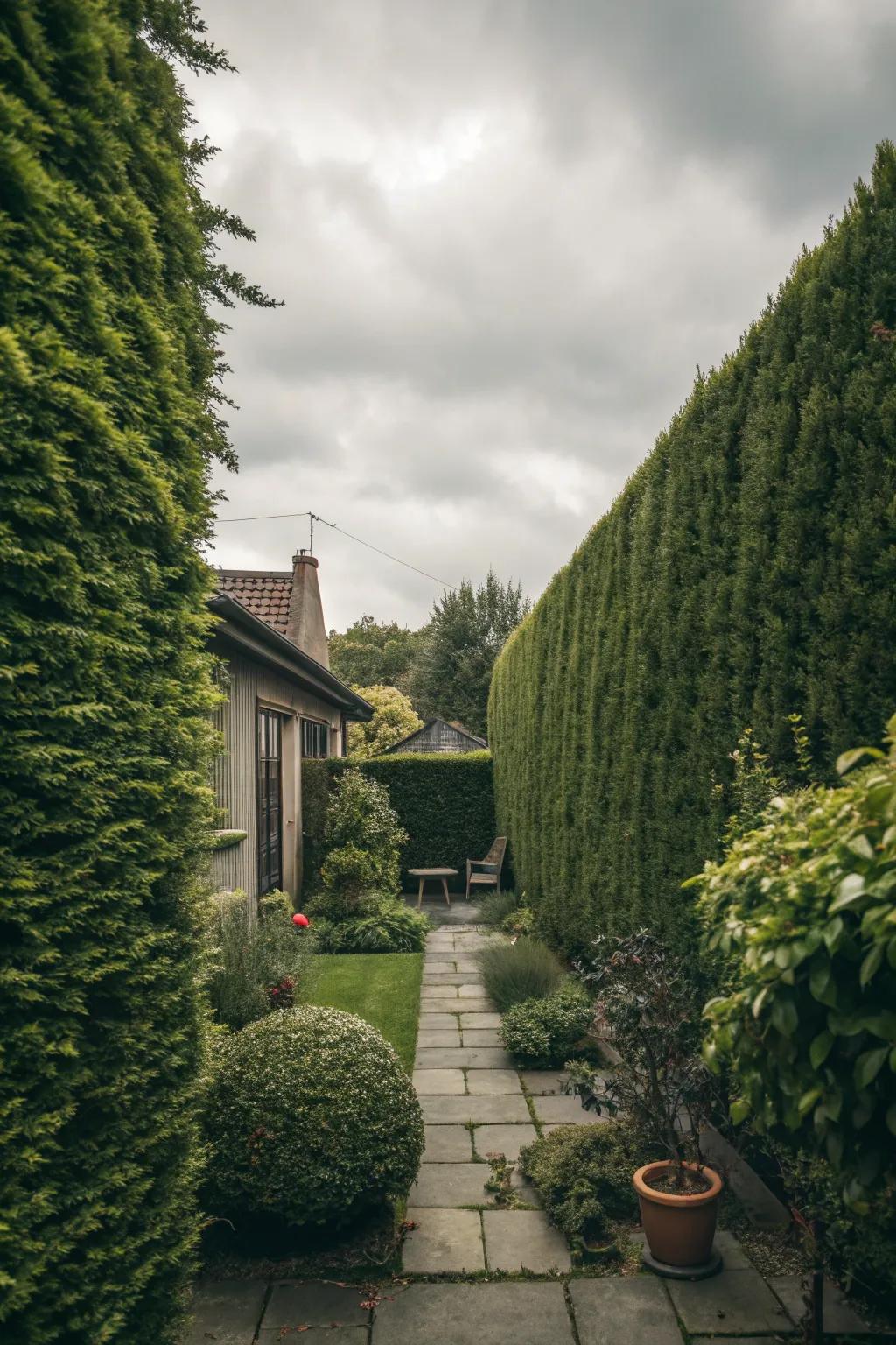 Seclusion features like hedges craft a secluded and tranquil area.