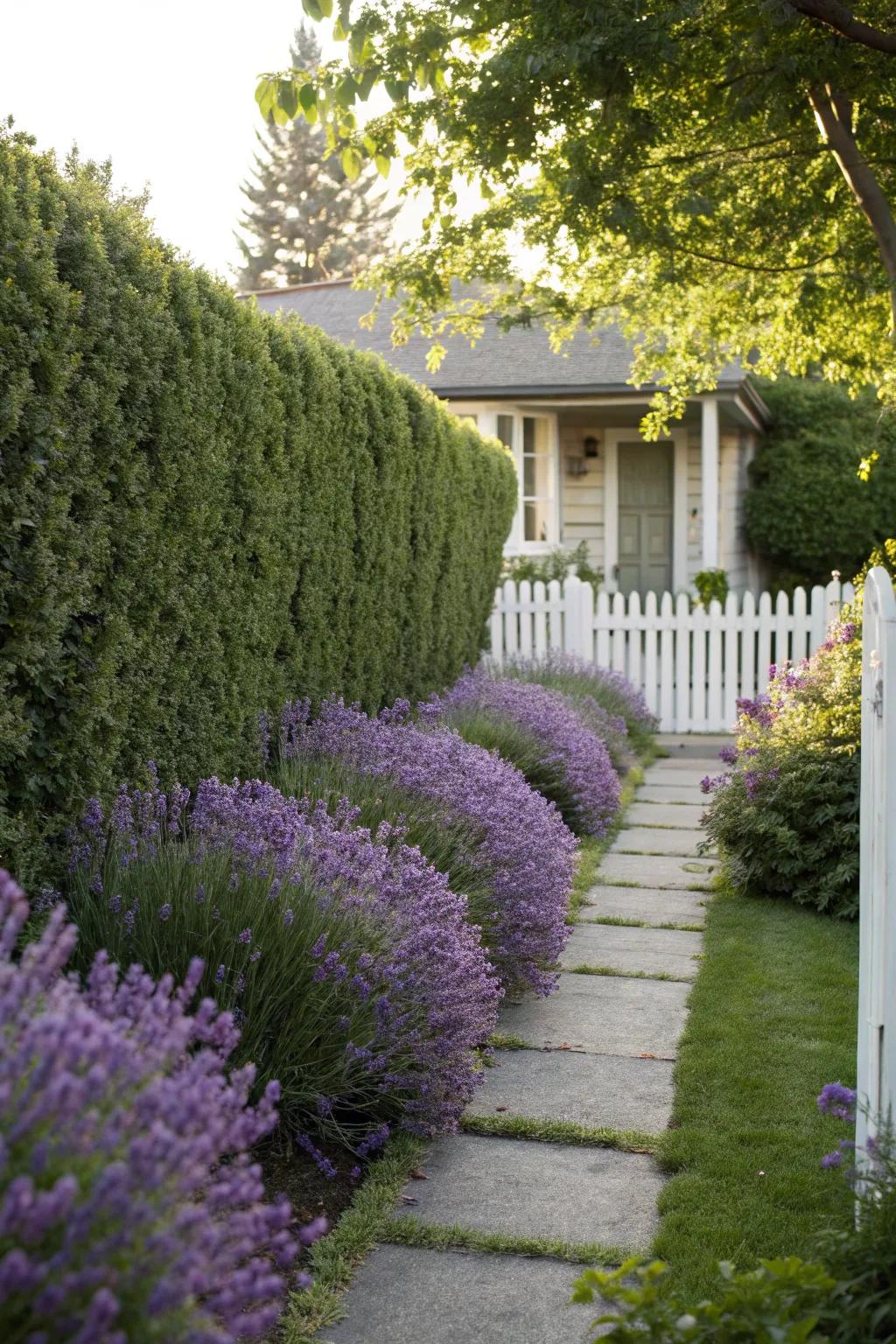 Lavender screens offer both privacy and bursts of radiant color.