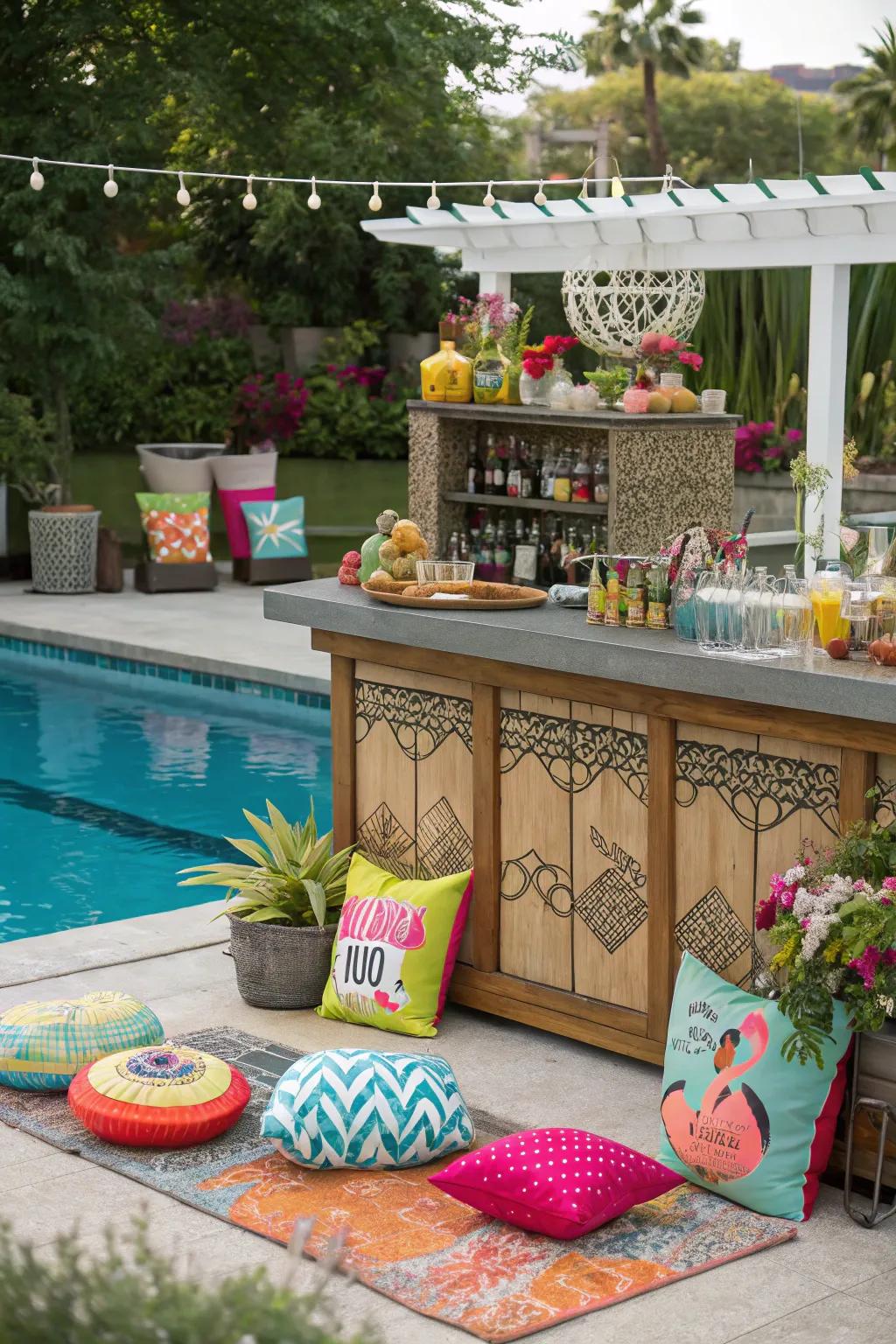 Individualized accents transform your poolside bar into a distinctive expression of style.