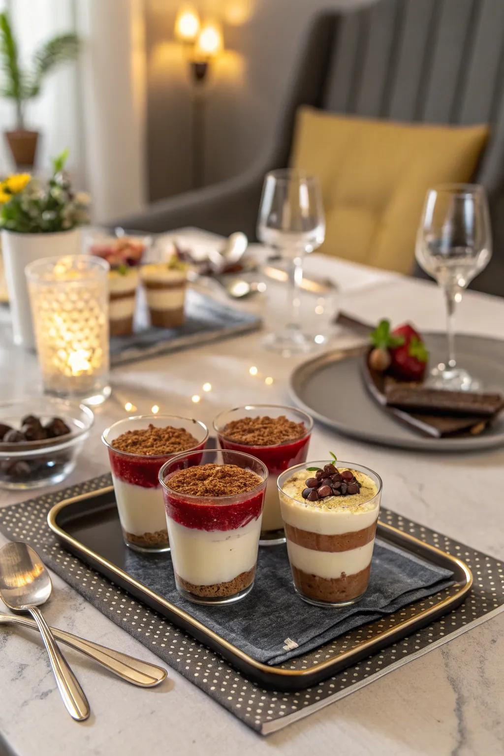 Petite dessert goblets offering a sweet conclusion to the celebration.