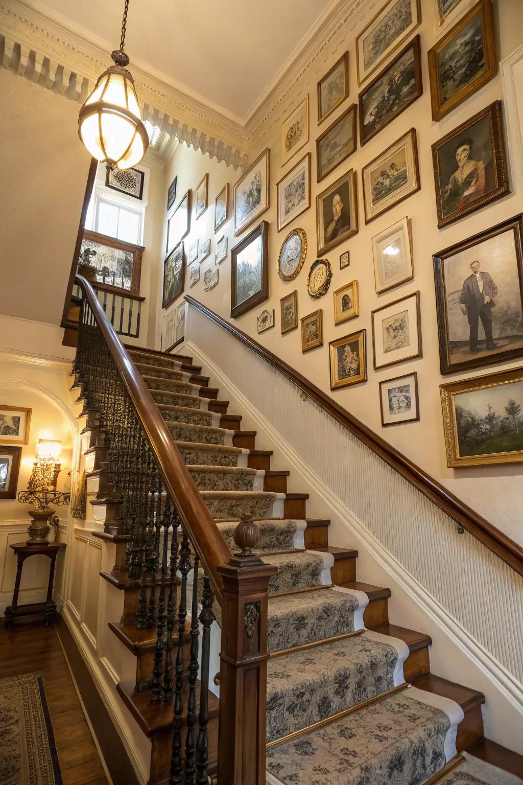 Incorporate enduring charm via antique touches upon your stairway.
