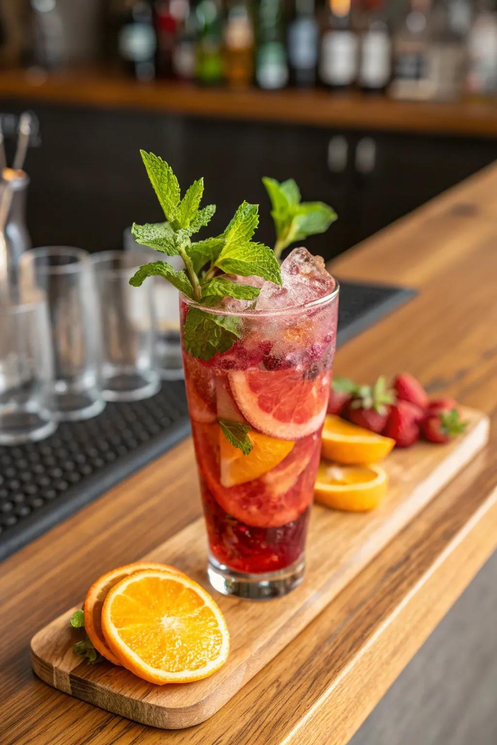 A signature cocktail showcasing summer flavors.