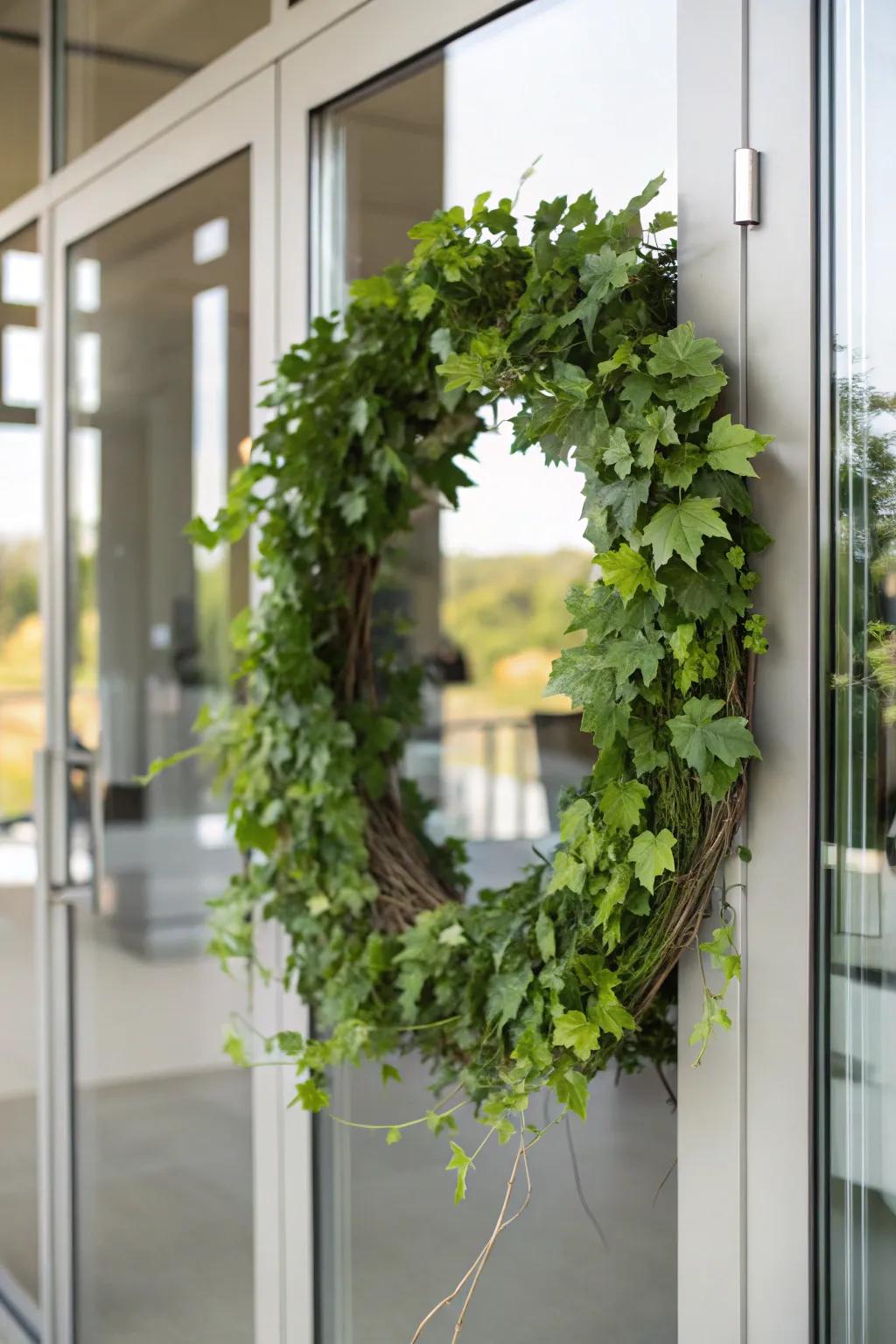 Embrace simplicity with a wreath composed solely of greenery.