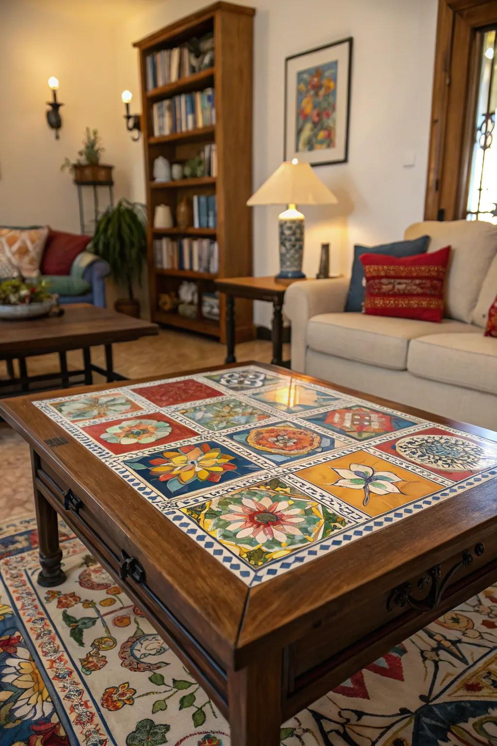 Transform your coffee table into a focal point with Artisan Motif tiles.