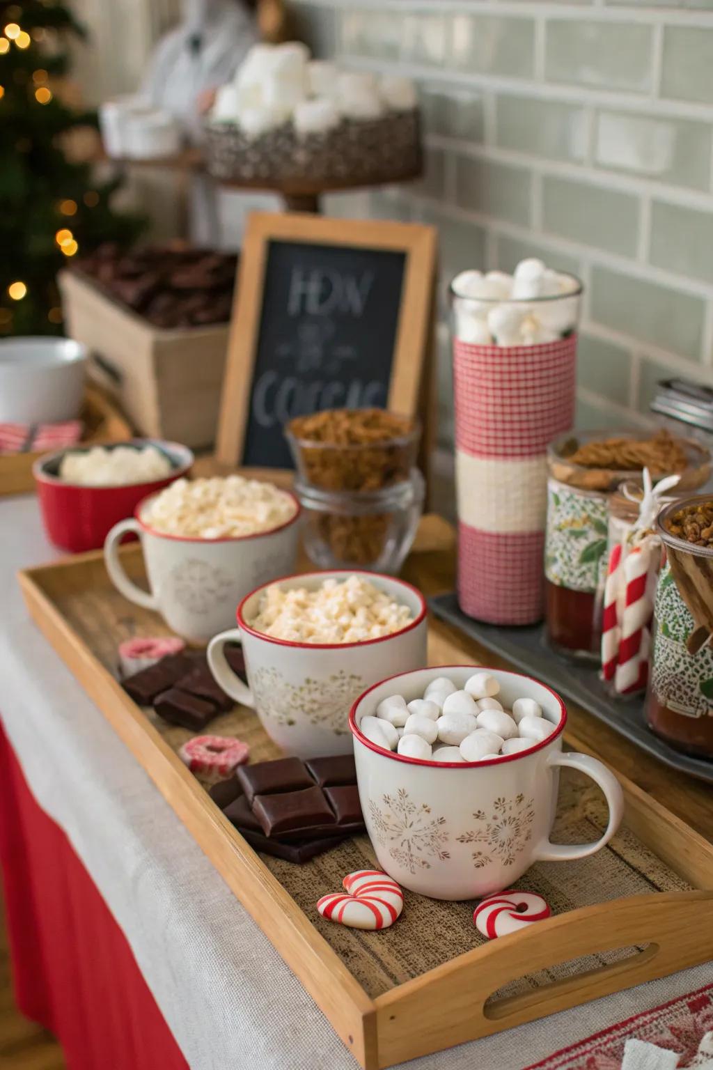 A delightful hot cocoa bar for all to enjoy.