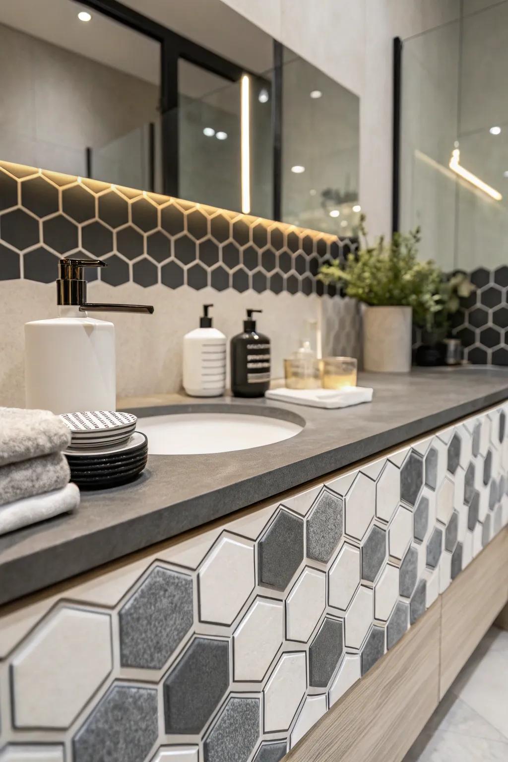 Geometric hexagon tiles for a contemporary appeal.