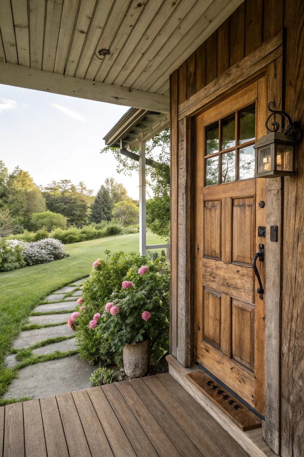 Country cottage appeal with rustic wooden fixtures conveys warmth and coziness.