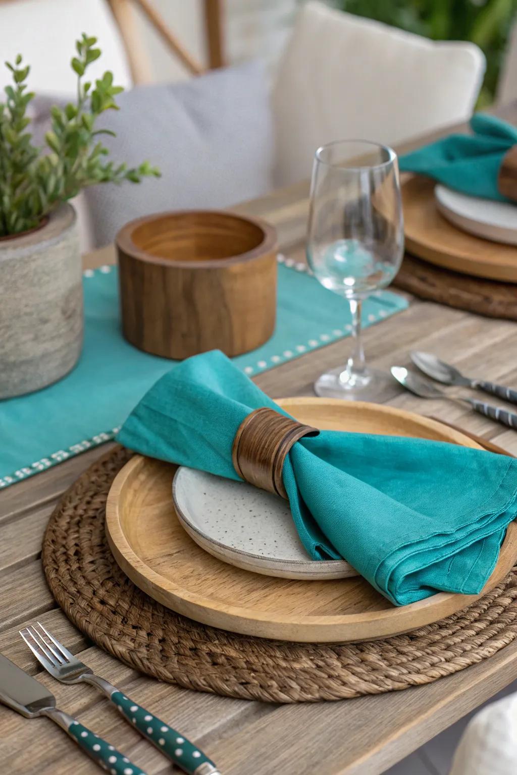 Material intermingling contributes texture and profundity to your azure adornments.