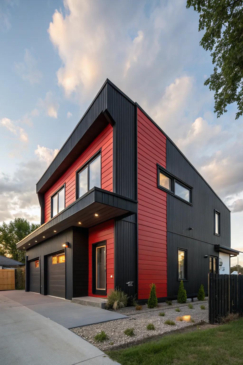 Ebony and scarlet create an audacious, modern masterpiece.