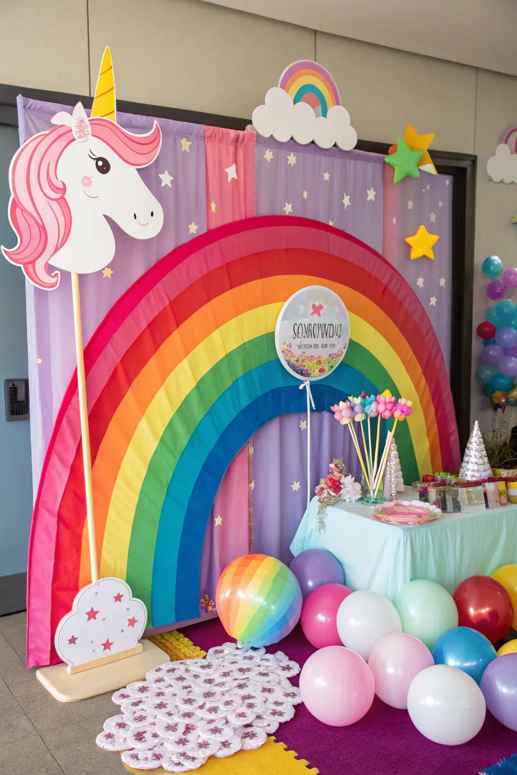 Capture magical moments at a unicorn-themed photo booth.