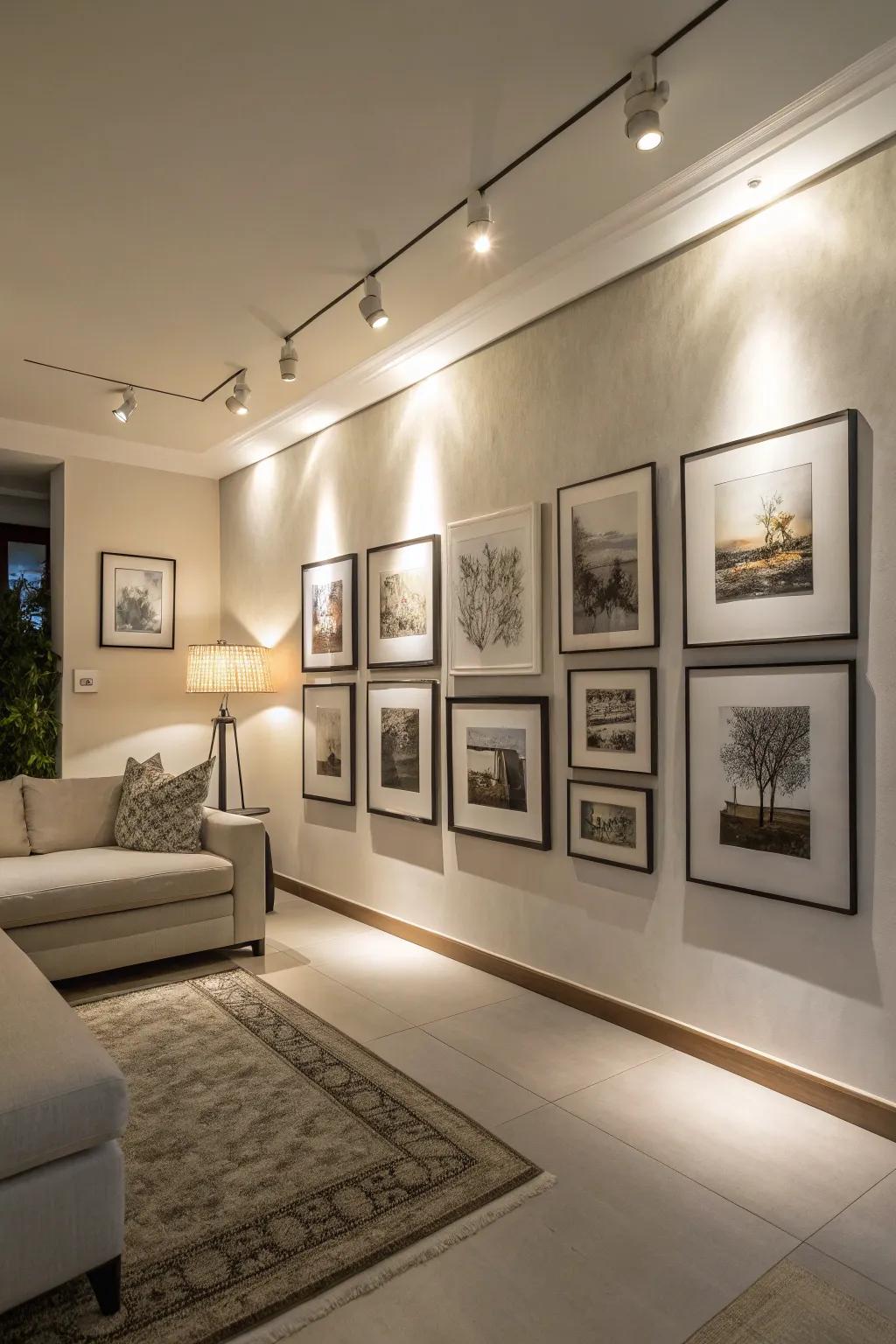 A gallery amplified via calculated spotlighting