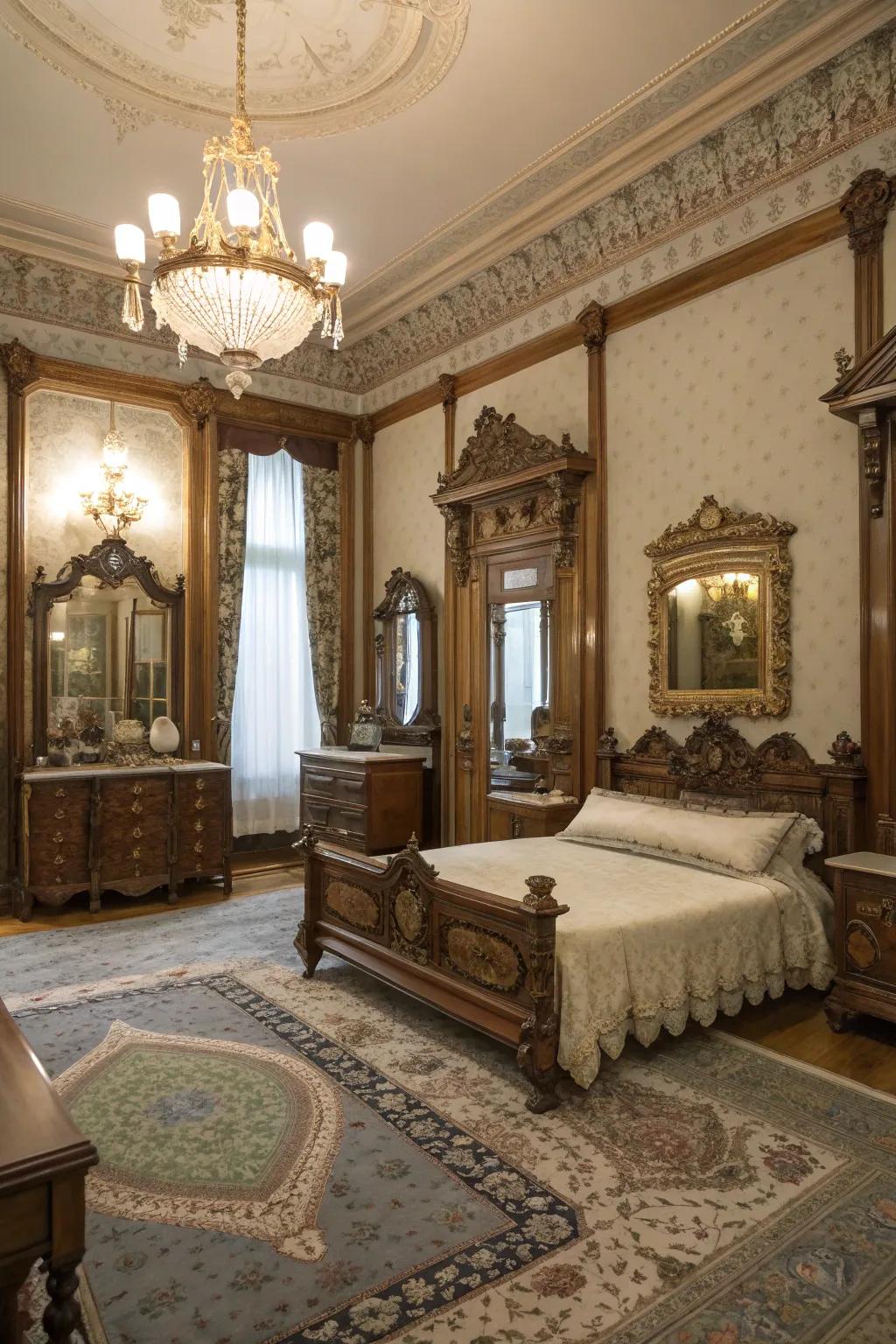 Decorative vintage reflectors introduce allure and reflect light exquisitely.