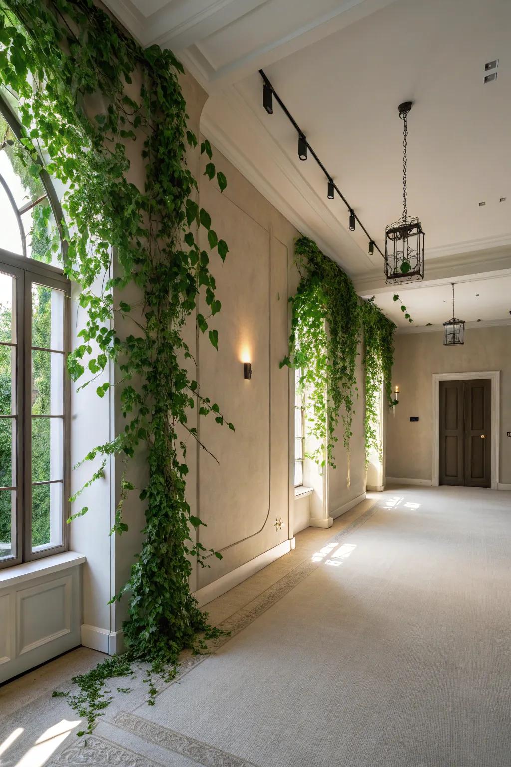 Revitalize a neutral palette with a burst of green from vines.