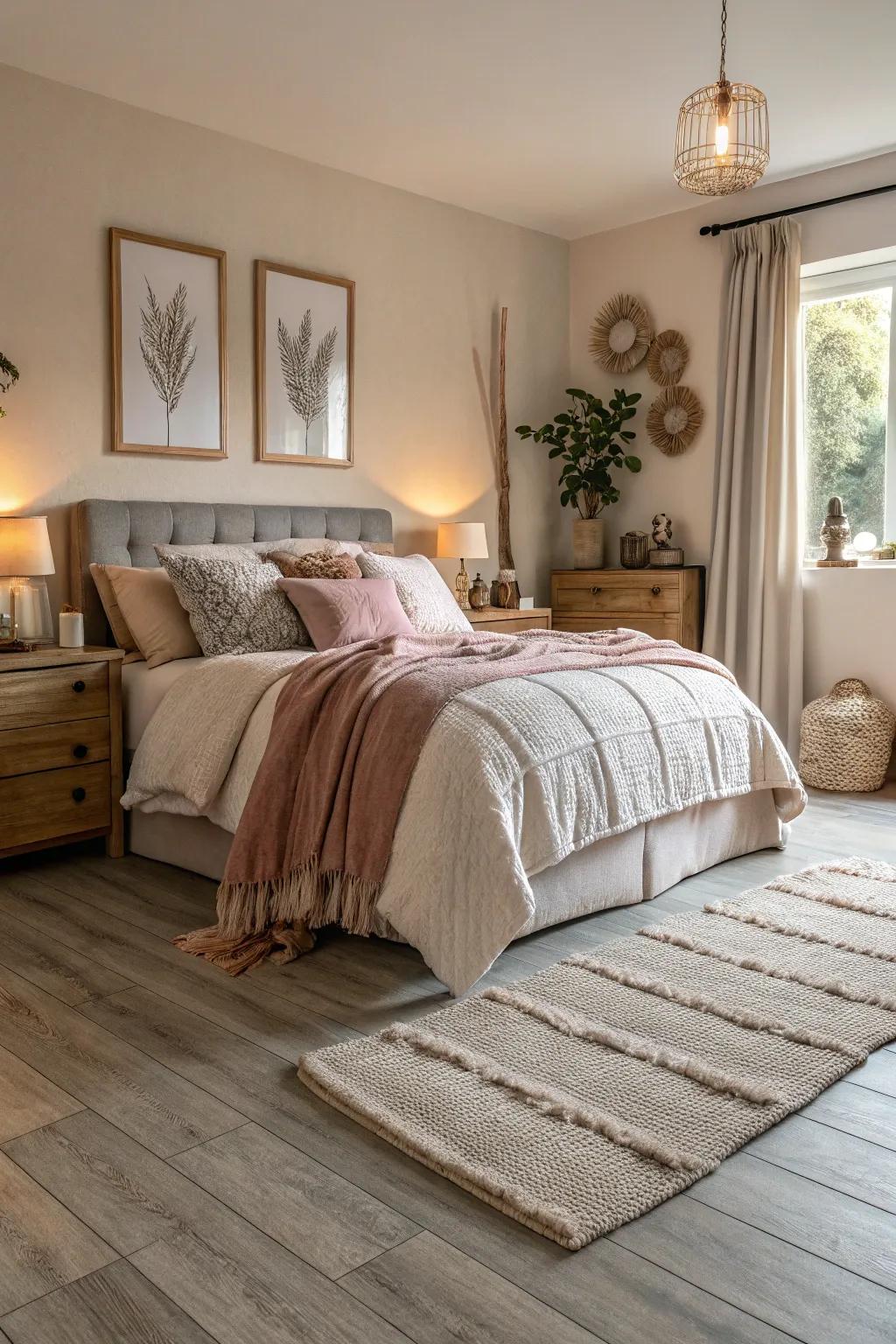Gentle vinyl tones convert bedchambers into tranquil havens.
