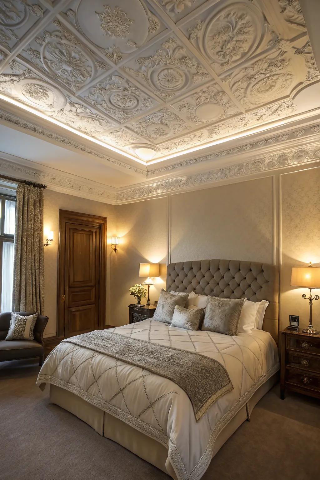 Add elegance through unexpected overhead moldings.