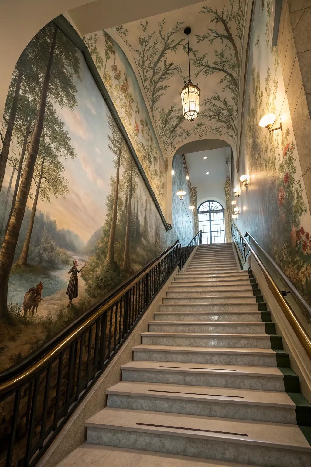 Change your stairwell through vast wall-sized art.