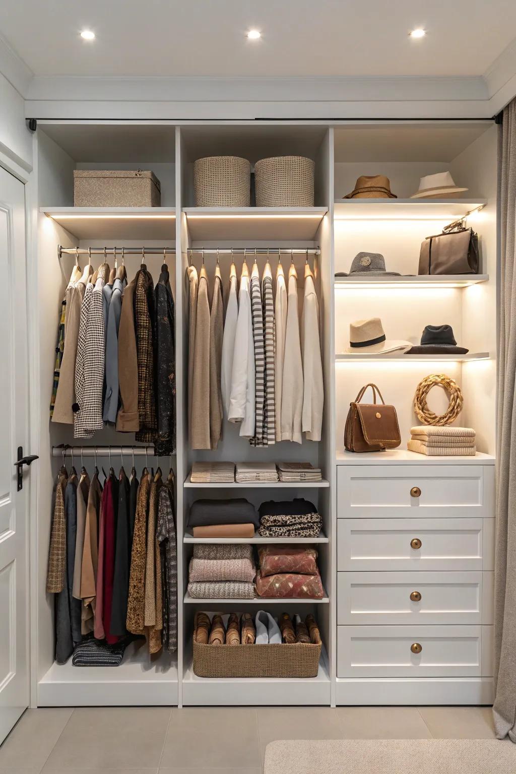 Open closet designs combine accessibility with modern style.
